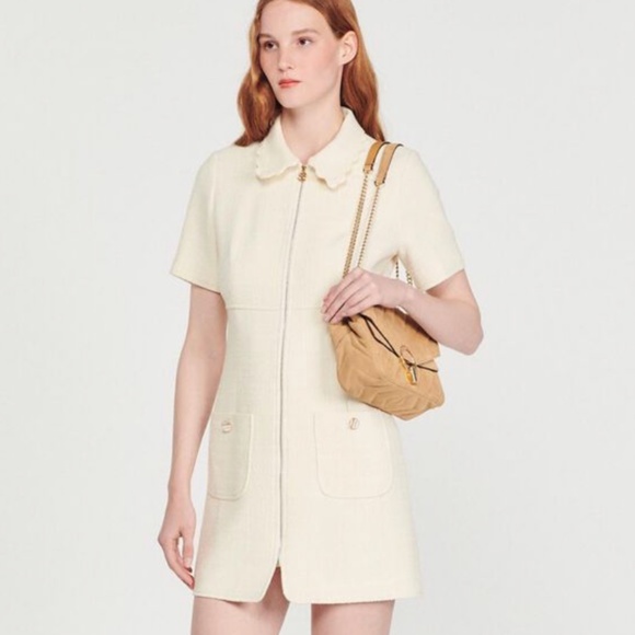 NWT Sandro Tweed Zip Dress Size 36 - Picture 1 of 6